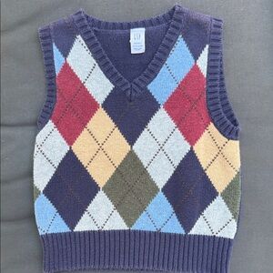 Vintage Baby GAP Multicolor Argyle Knit Vest